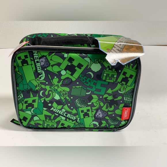 MINECRAFT CREEPER Thermos® Kids PVC-Free Insulated Lunch Box Tote Bag NWT - Picture 2 of 7